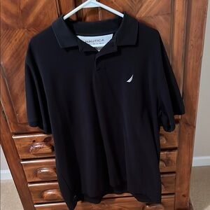 Nautica Black Polo Shirt with Textured Fabric and Logo